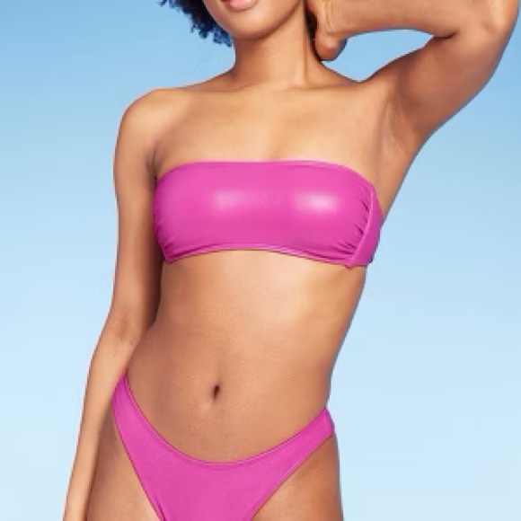 Faux Leather Bandeau Bikini Top - Picture 3 of 5